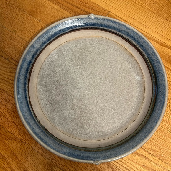 - Blue Brown Brush stoneware pottery Casserole Dish plate...